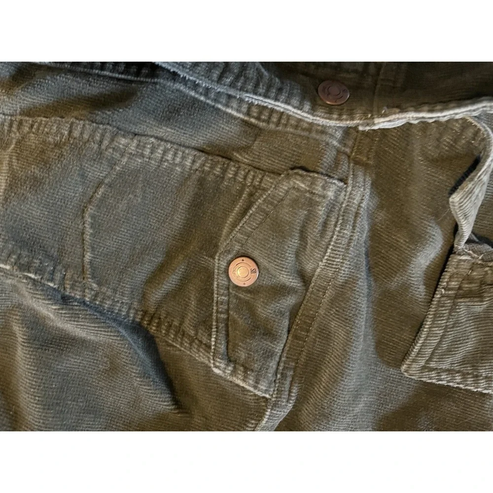 SO Olive Green Corduroy Jacket Womens Button Front Utility Trucker Style Sz Med